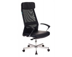 Кресло руководителя Бюрократ T-995SL черный TW-01 эко.кожа/сетка с подголов. крестовина металл серебристый