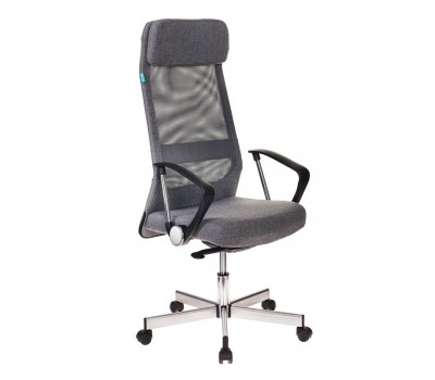 Кресло руководителя Бюрократ T-995HOME темно-серый TW-04 10-128 сетка/ткань с подголов. крестовина металл серебристый
