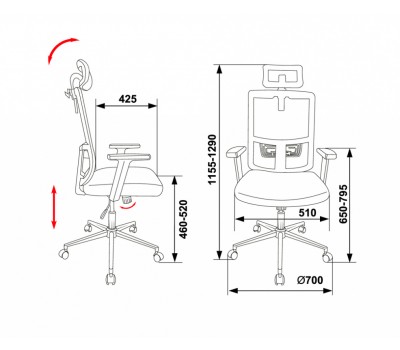 Кресло руководителя Бюрократ MC-612-H черный BM-11 сиденье черный 26-В01 сетка/ткань крестовина хром