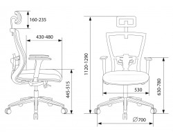 Кресло руководителя Бюрократ MC-815-H черный сетка/ткань с подголов. крестовина алюминий-foto5