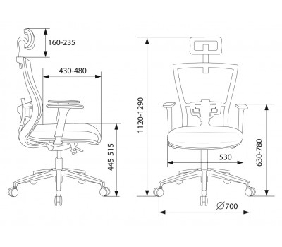 Кресло руководителя Бюрократ MC-815-H черный сетка/ткань с подголов. крестовина алюминий