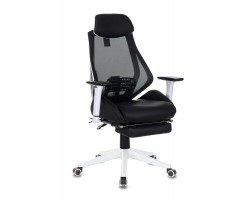 Кресло игровое Бюрократ CH-W770 черный искусст.кожа/сетка с подголов. крестовина пластик подст.для ног пластик белый