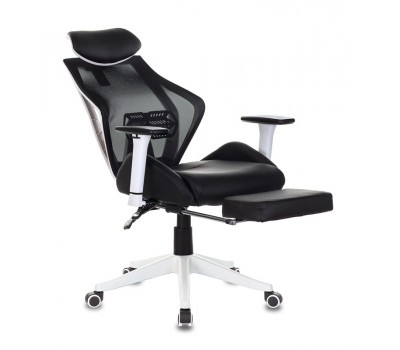 Кресло игровое Бюрократ CH-W770 черный искусст.кожа/сетка с подголов. крестовина пластик подст.для ног пластик белый