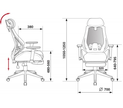 Кресло игровое Бюрократ CH-W770 черный искусст.кожа/сетка с подголов. крестовина пластик подст.для ног пластик белый