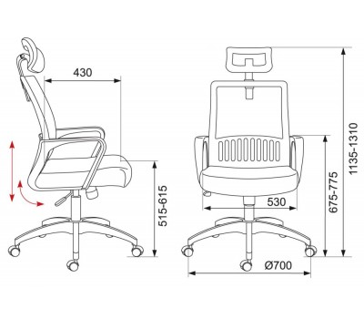 Кресло Бюрократ MC-201-H черный TW-01 TW-11 сетка/ткань с подголов. крестовина пластик