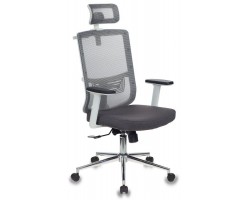 Кресло руководителя Бюрократ MC-W612-H серый BM-10 Bahama сетка/ткань крестовина хром (пластик белый)