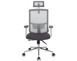 Кресло руководителя Бюрократ MC-W612-H серый BM-10 Bahama сетка/ткань крестовина хром (пластик белый)-foto2