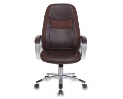 Кресло руководителя Бюрократ T-9910N коричневый искусственная кожа (пластик серебро)-foto2