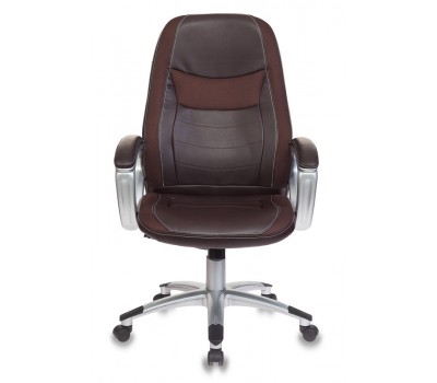 Кресло руководителя Бюрократ T-9910N коричневый искусственная кожа (пластик серебро)