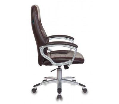 Кресло руководителя Бюрократ T-9910N коричневый искусственная кожа (пластик серебро)