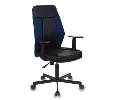 Кресло Бюрократ CH-606 черный/синий искусст.кожа/ткань крестовина металл