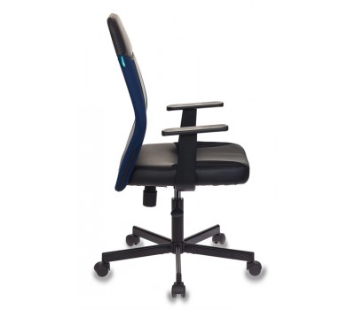 Кресло Бюрократ CH-606 черный/синий искусст.кожа/ткань крестовина металл