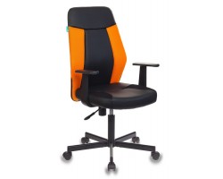 Кресло Бюрократ CH-606 черный/оранжевый искусст.кожа/ткань крестовина металл