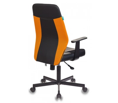 Кресло Бюрократ CH-606 черный/оранжевый искусст.кожа/ткань крестовина металл