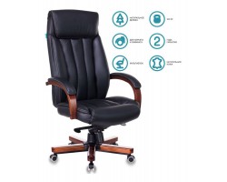 Кресло руководителя Бюрократ T-9922WALNUT черный кожа крестовина металл/дерево