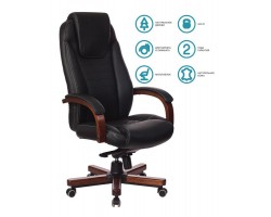 Кресло руководителя Бюрократ T-9923WALNUT черный кожа крестовина металл/дерево