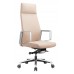 Кресло руководителя Бюрократ _JONS бежевый кожа крестовина алюминий
