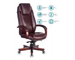 Кресло руководителя Бюрократ T-9923WALNUT коричневый кожа крестовина металл/дерево
