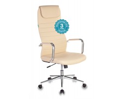 Кресло руководителя Бюрократ KB-9N/ECO бежевый эко.кожа с подголов. крестовина металл хром