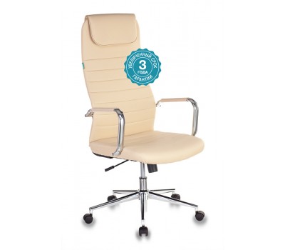 Кресло руководителя Бюрократ KB-9N/ECO бежевый эко.кожа с подголов. крестовина металл хром