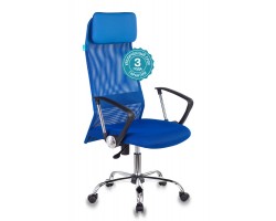 Кресло руководителя Бюрократ KB-6N синий TW-05 TW-10 сетка/ткань с подголов. крестовина металл хром