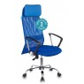 Кресло руководителя Бюрократ KB-6N синий TW-05 TW-10 сетка/ткань с подголов. крестовина металл хром