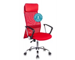 Кресло руководителя Бюрократ KB-6N красный TW-35N TW-97N сетка/ткань с подголов. крестовина металл хром