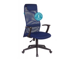 Кресло руководителя Бюрократ KB-8N синий TW-05N TW-10N сетка/ткань с подголов. крестовина пластик