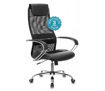 Кресло руководителя Бюрократ CH-608SL черный TW-01 TW-11 эко.кожа/сетка с подголов. крестовина металл хром