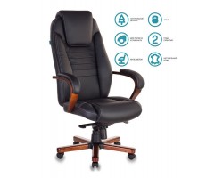 Кресло руководителя Бюрократ T-9923MAHOGANY черный кожа крестовина металл/дерево