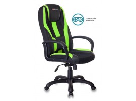 Кресло игровое Zombie VIKING-9 черный/салатовый текстиль/эко.кожа крестовина пластик