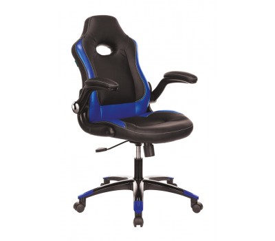 Кресло игровое Zombie VIKING-1N черный/синий эко.кожа крестовина пластик