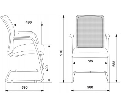Кресло Бюрократ CH-599AV черный TW-32K01 сиденье черный TW-11 сетка/ткань полозья металл металлик