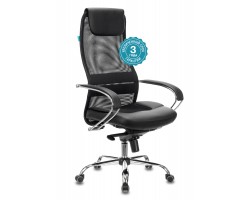 Кресло руководителя Бюрократ CH-609SL черный TW-01 TW-11 эко.кожа/сетка с подголов. крестовина металл хром