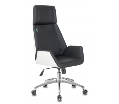 Кресло руководителя Бюрократ _OPTIMUM черный эко.кожа крестовина алюминий пластик белый