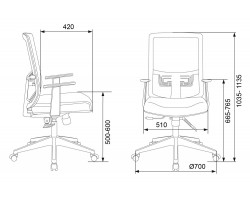 Кресло Бюрократ MC-W611T серый TW-04 26-25 сетка/ткань (пластик белый)-foto5
