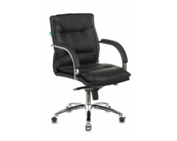 Кресло руководителя Бюрократ T-9927SL-LOW черный кожа низк.спин. крестовина металл хром