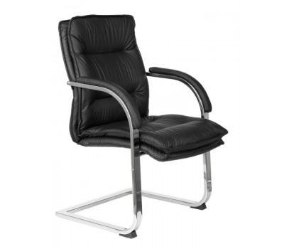 Кресло Бюрократ T-9927SL-LOW-V черный кожа низк.спин. полозья металл хром