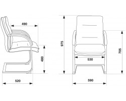 Кресло Бюрократ T-9927SL-LOW-V слоновая кость кожа низк.спин. полозья металл хром
