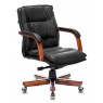 Кресло руководителя Бюрократ T-9927WALNUT-LOW черный кожа низк.спин. крестовина металл/дерево