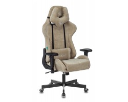 Кресло игровое Zombie VIKING KNIGHT Fabric песочный Light-21 с подголов. крестовина металл