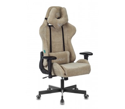 Кресло игровое Zombie VIKING KNIGHT Fabric песочный Light-21 с подголов. крестовина металл