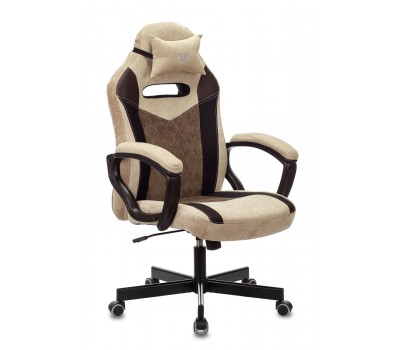 Кресло игровое Zombie VIKING 6 KNIGHT Fabric коричневый/бежевый с подголов. крестовина металл