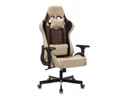 Кресло игровое Zombie VIKING 7 KNIGHT Fabric коричневый/бежевый текстиль/эко.кожа с подголов. крестовина металл