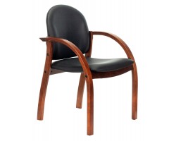 Стул Бюрократ ДЖУНО черный эко.кожа на ножках дерево