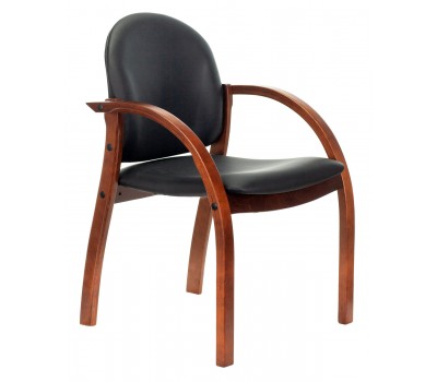 Стул Бюрократ ДЖУНО черный эко.кожа на ножках дерево