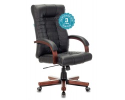 Кресло руководителя Бюрократ KB-10WALNUT черный кожа крестовина металл/дерево