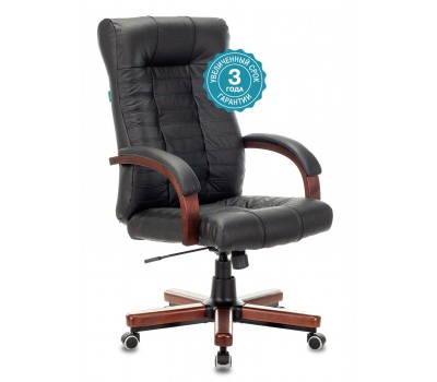 Кресло руководителя Бюрократ KB-10WALNUT черный кожа крестовина металл/дерево