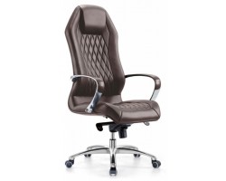 Кресло руководителя Бюрократ _Aura коричневый кожа крестовина алюминий