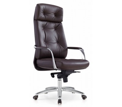 Кресло руководителя Бюрократ _DAO коричневый кожа крестовина алюминий
